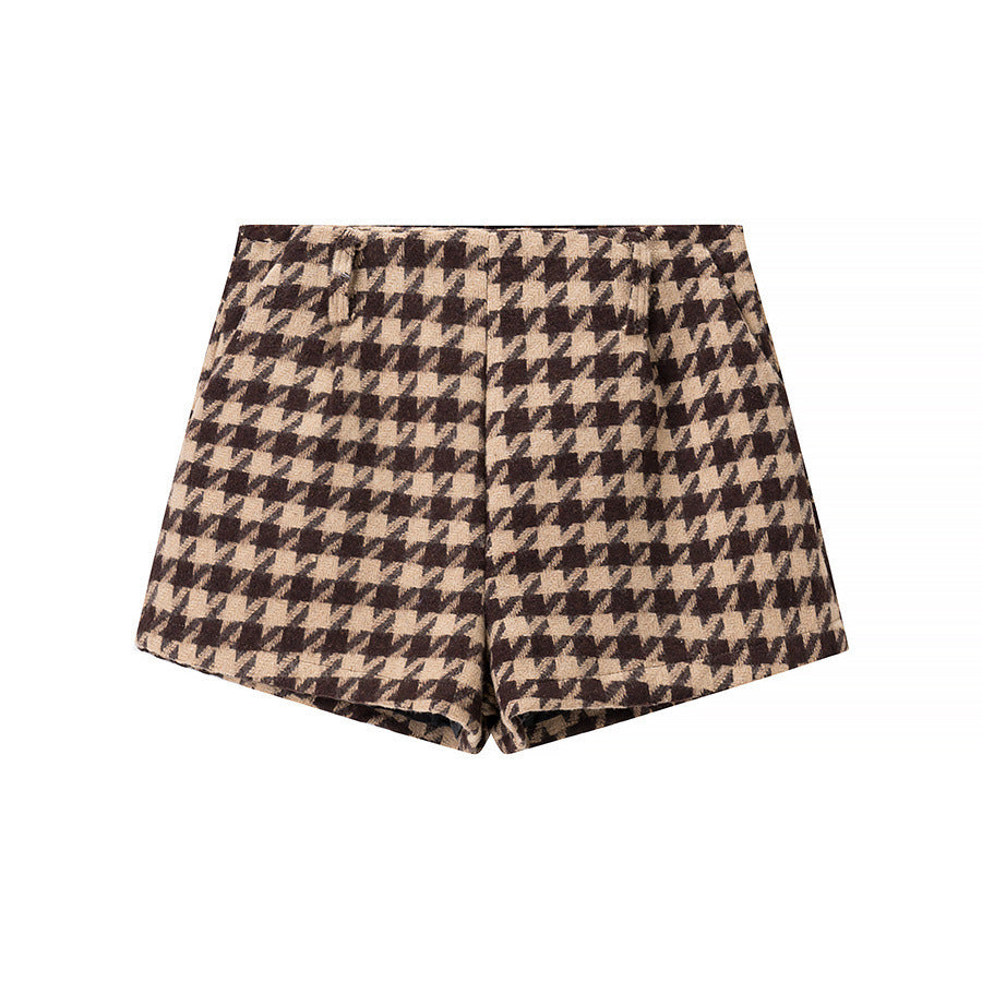 Women's Classic Style Plaid Top Shorts Suit