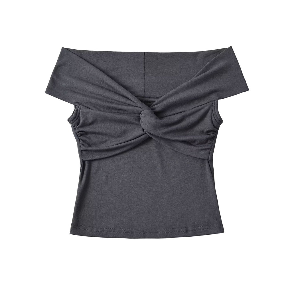 Pleated Twisted And Layered Short-sleeve T-shirt