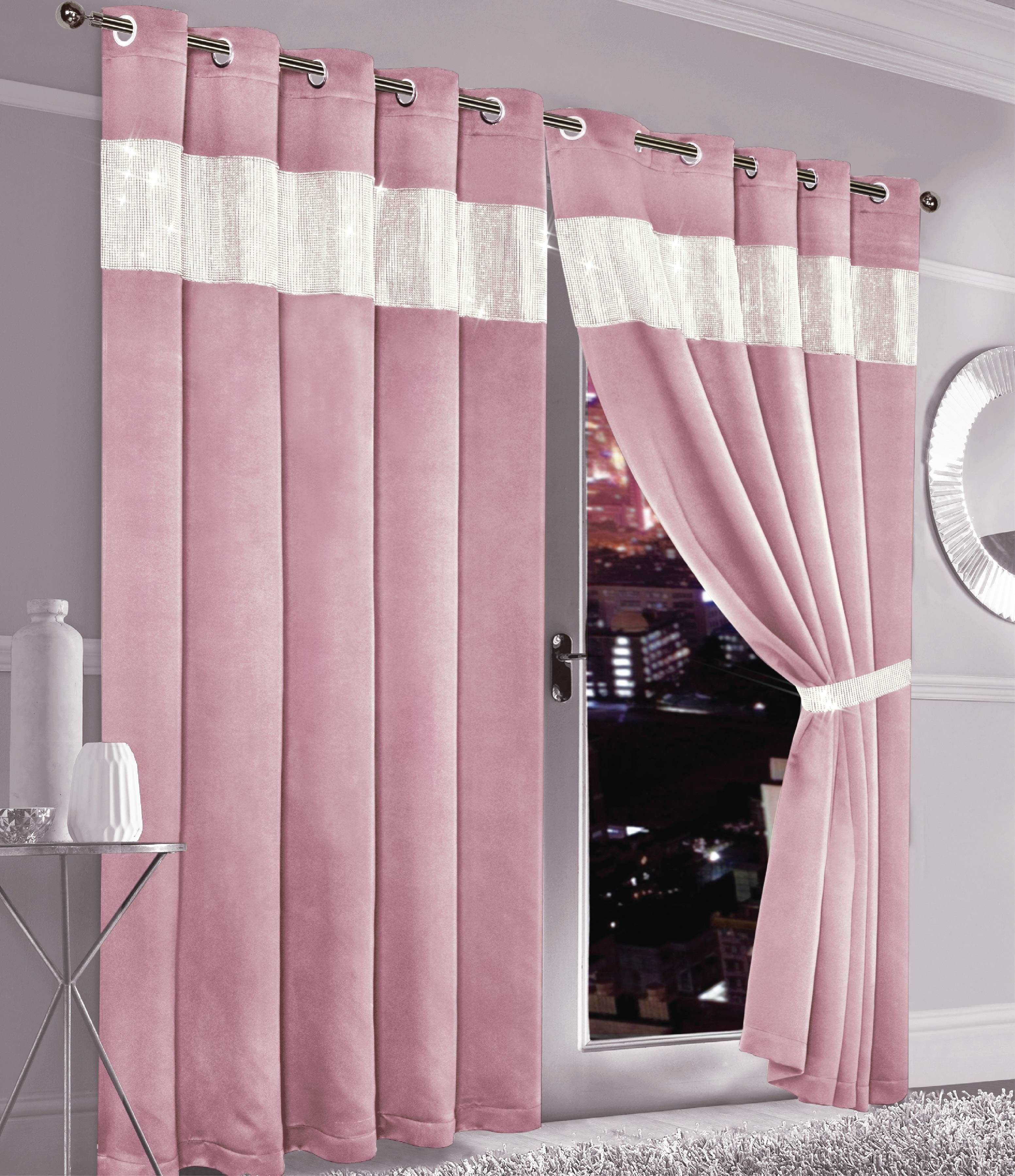 Diamante Blackout Curtains with Glitz Detailing Room Darkening Eyelet Ring Top Thermal Insulation Multiple Colors and Sizes by OLIVIA ROCCO