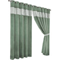 Diamante Sage Green Blackout Eyelet Curtains with Tie Backs Blackout Thermal Ring Top Window Dressings by OLIVIA ROCCO