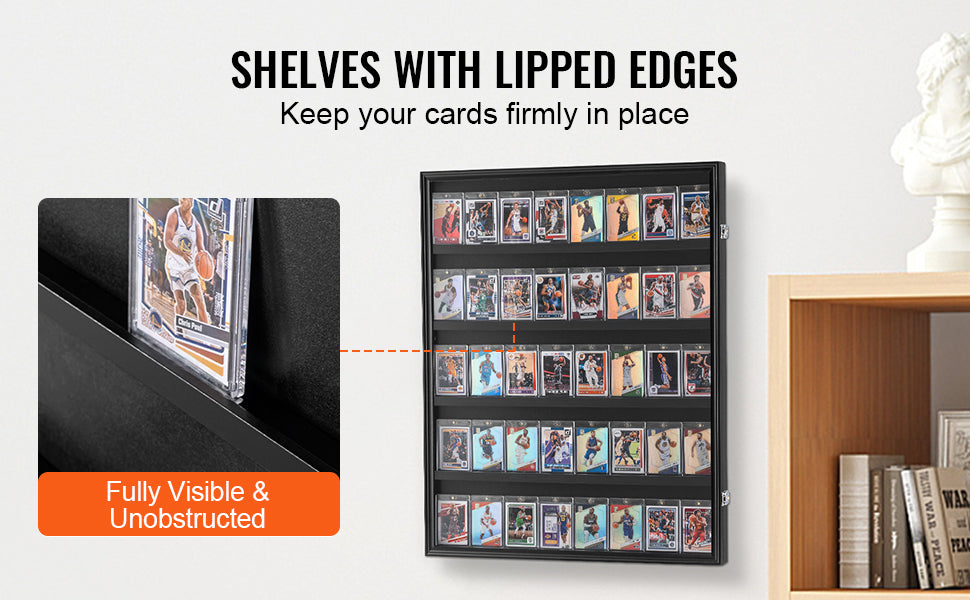 VEVOR Jersey Display / Sports Card Display Frame Case, Large Lockable Sport Shadow Box, 98% UV Protection PC Glass and Hangers