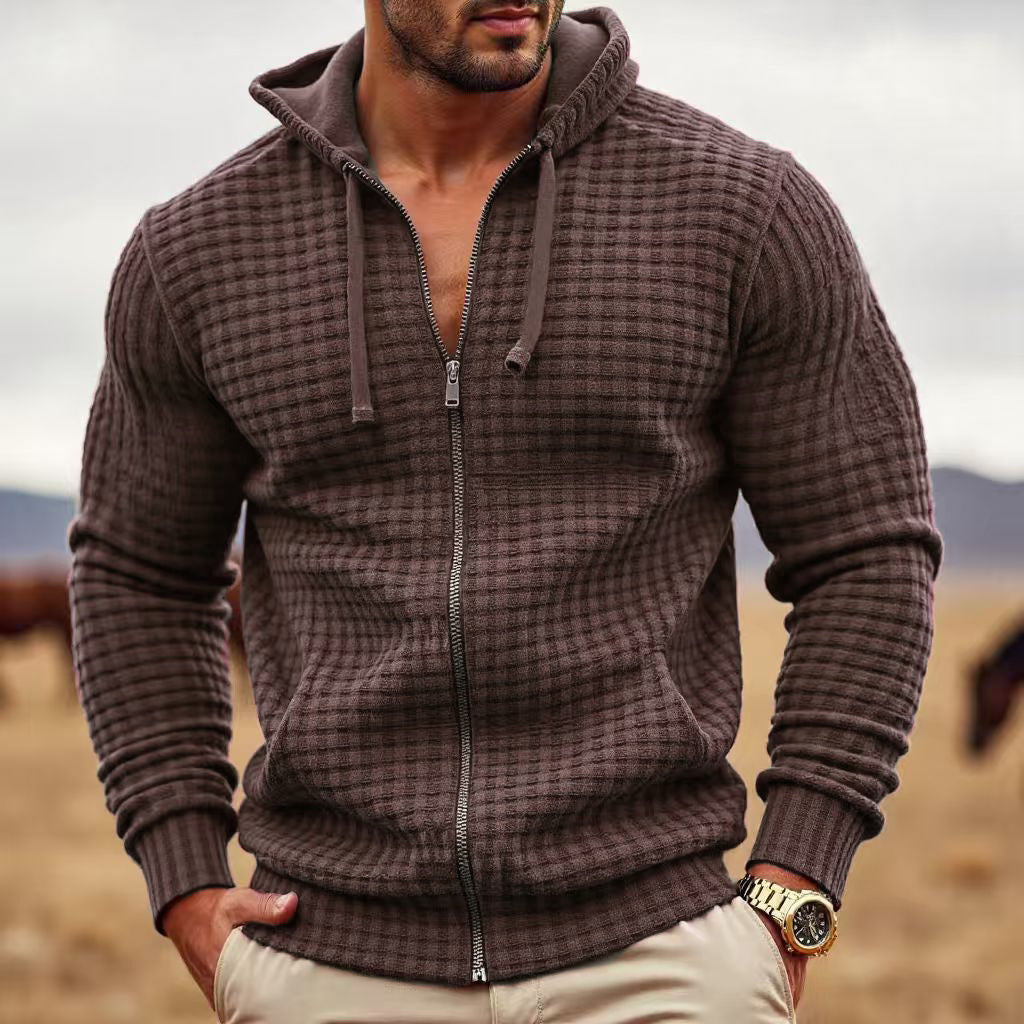 Premium Men's Contrast Zipper Sweatshirt - Casual Fleece Jacket