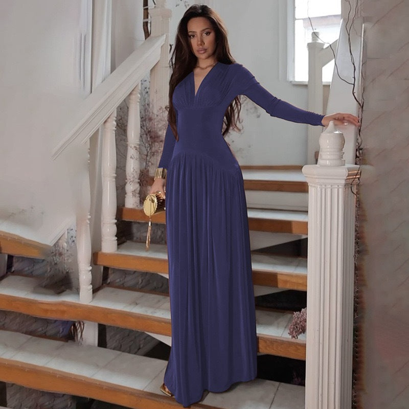 Women's Elegant Waist-tight Draping Casual Niche Solid Color Pleated