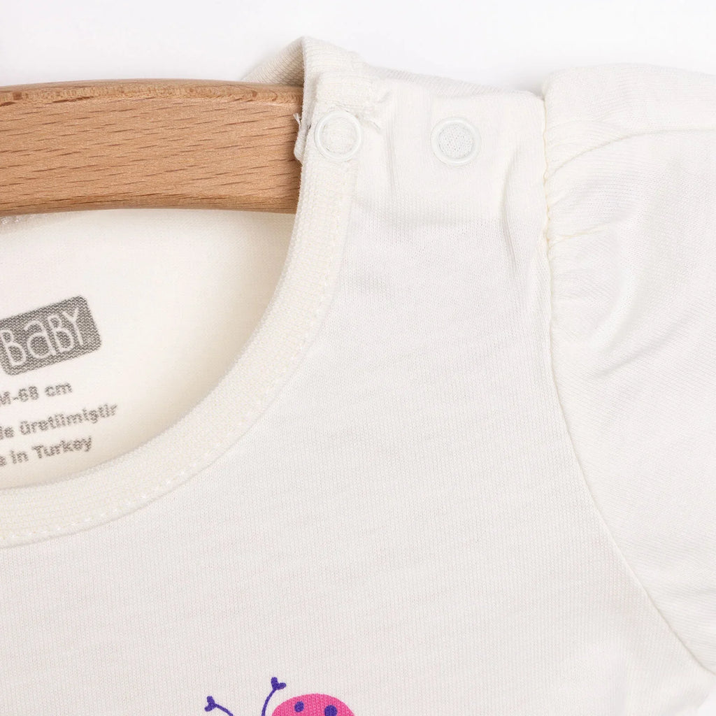 HelloBaby Basic Girl Text Patterned T-shirt - Ecru