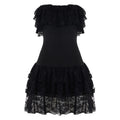 Ruffle-neck Off-shoulder Elegant Socialite Party High-waisted A-line Skirt