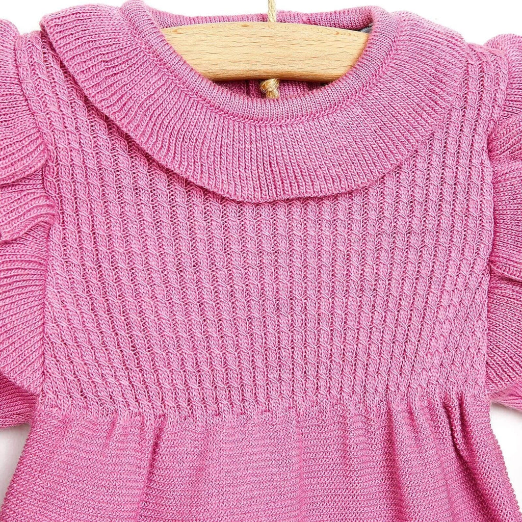 HelloBaby Newborn Frilled Knit Short Overall - Lilac