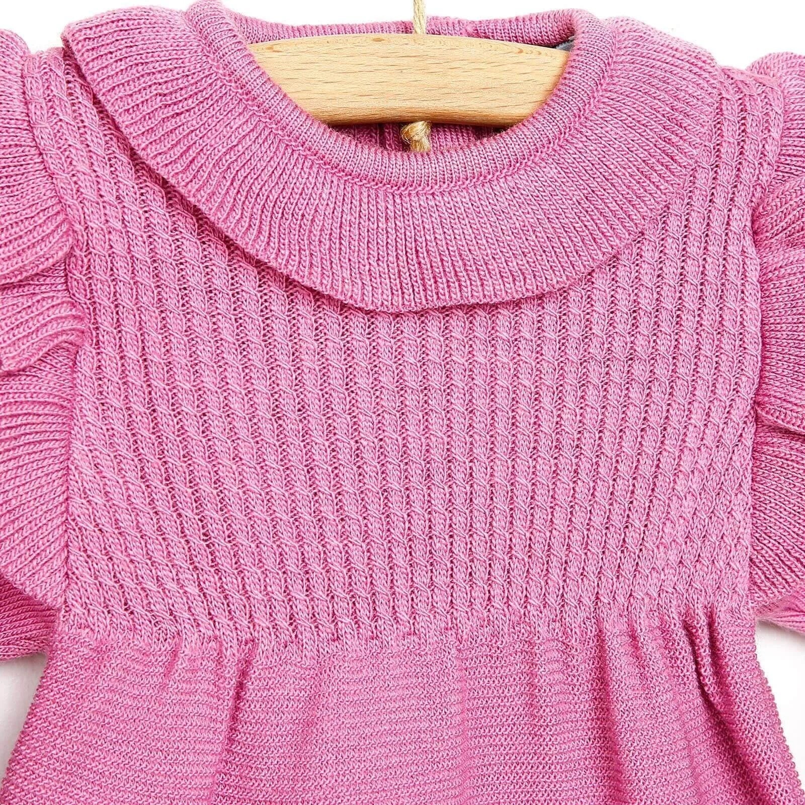 HelloBaby Newborn Frilled Knit Short Overall - Lilac