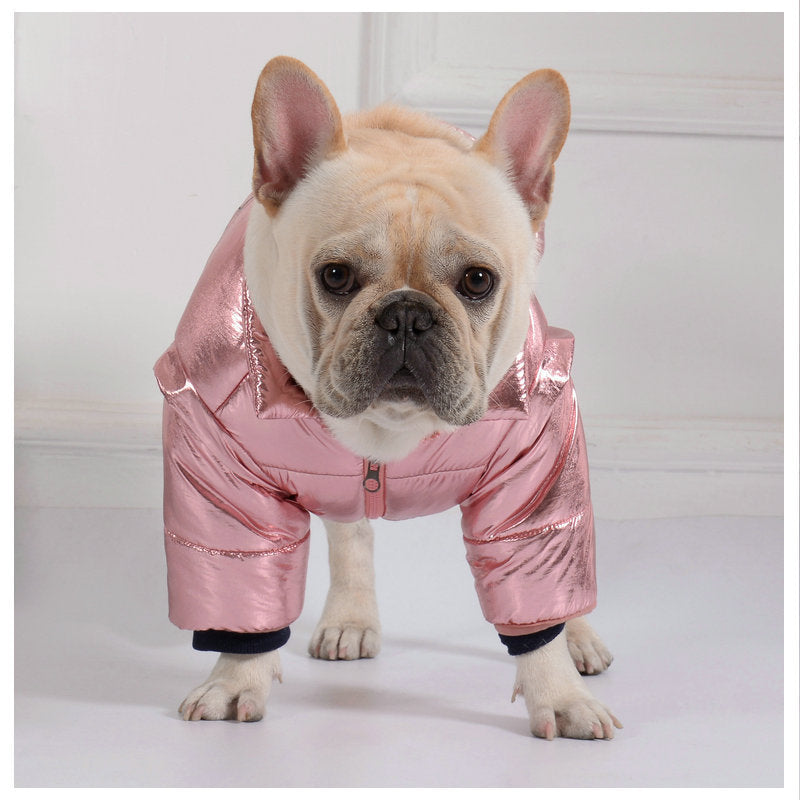 Pet Cotton Coat Bright Leather Zipper Dog 2-sided Cotton-padded Coat Casual Puppy Down Coat