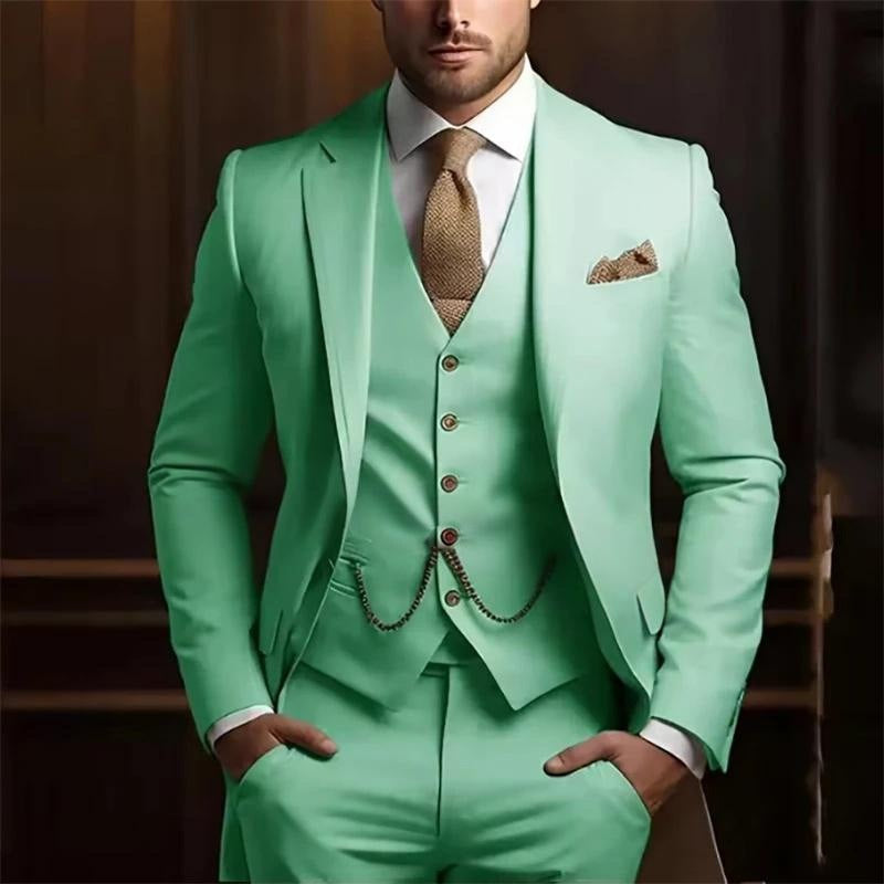 Men's Slim Fit Three-Piece Suit - Jacket, Vest & Trousers Set