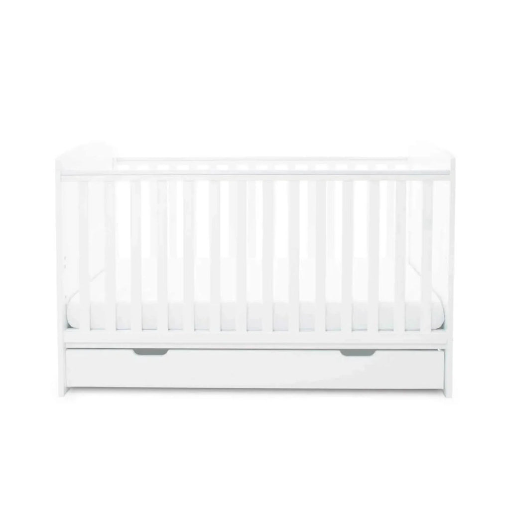 Ickle Bubba Coleby Classic Cot Bed & Under Drawer White - Fibre Mattress