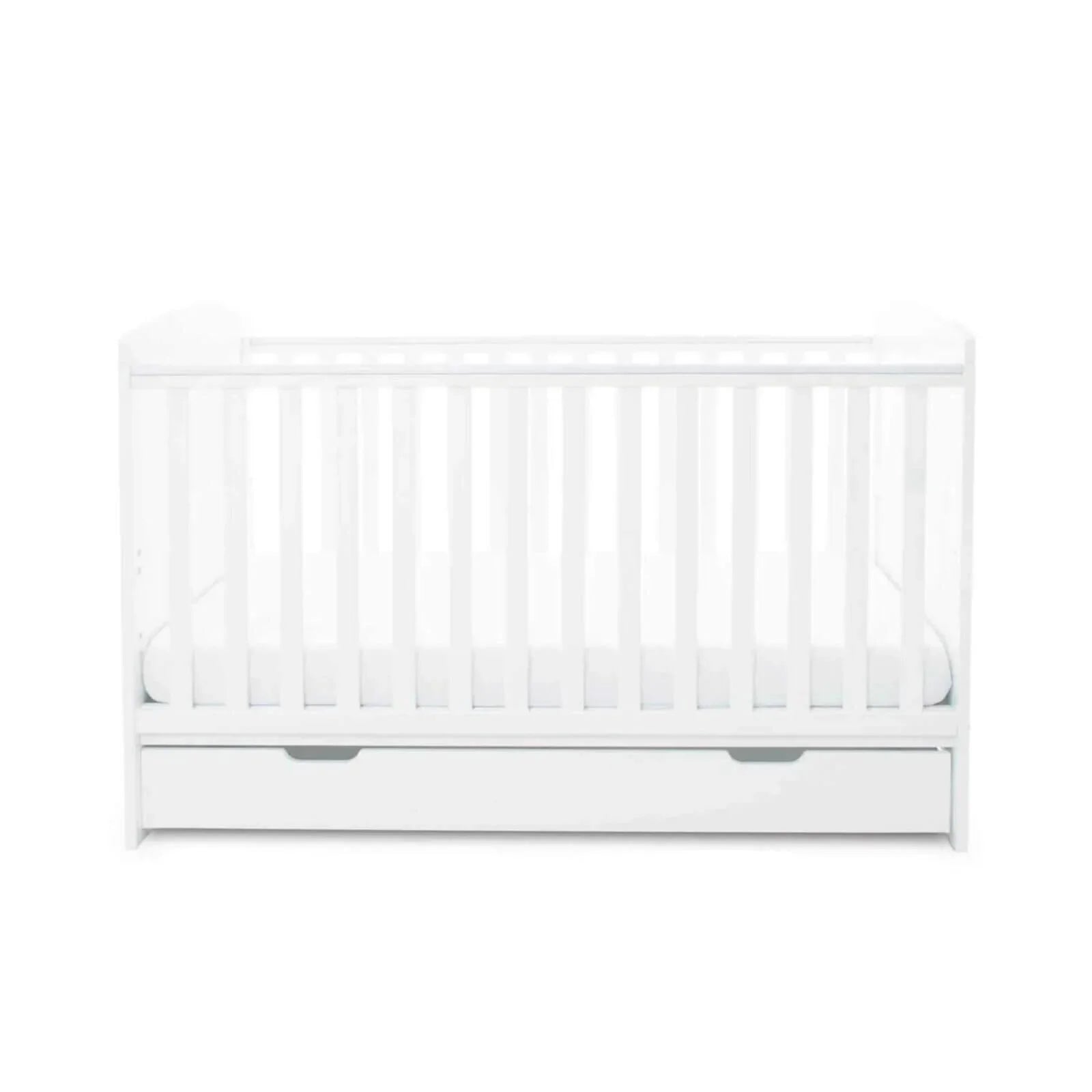 Ickle Bubba Coleby Classic Cot Bed & Under Drawer White - Fibre Mattress
