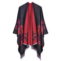 European And American Fashion Jacquard Split Thickened Warm Split Shawl