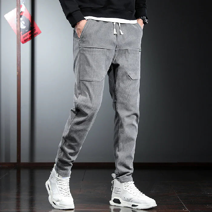 Men’s Corduroy Cargo Pants – Casual Retro Trousers
