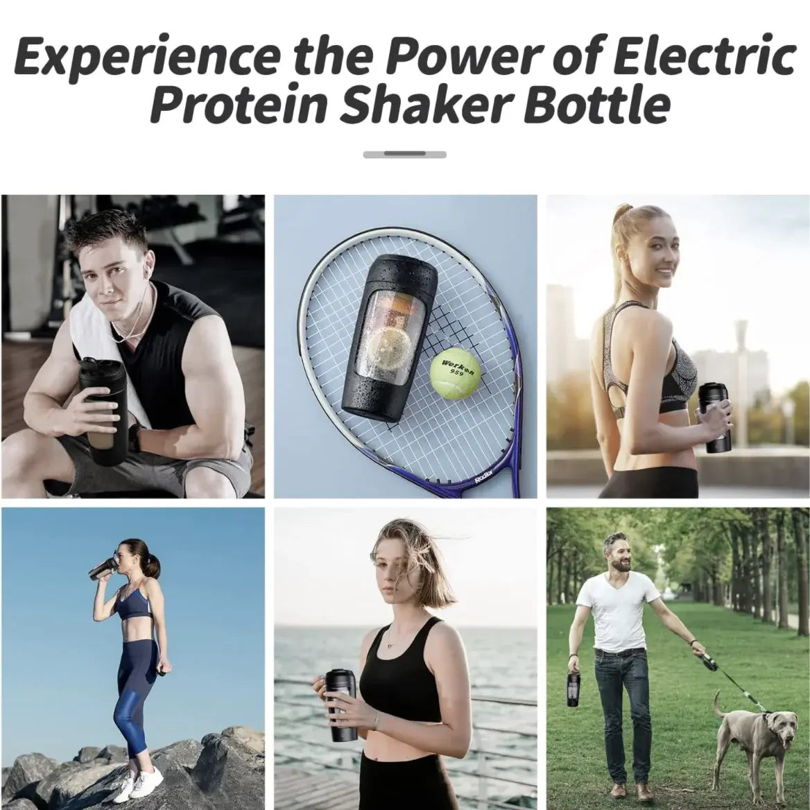 Electric Protein Shaker Bottle Portable USB Blender Cup for Gym, Fitness, and Supplements