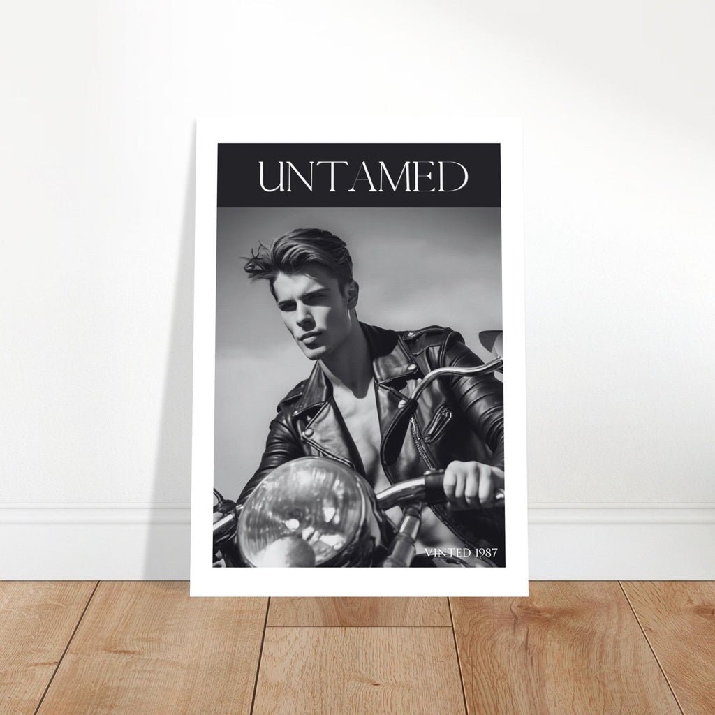 Untamed Retro Motorcycle Poster - Black & White Wall Art for Cool Spaces