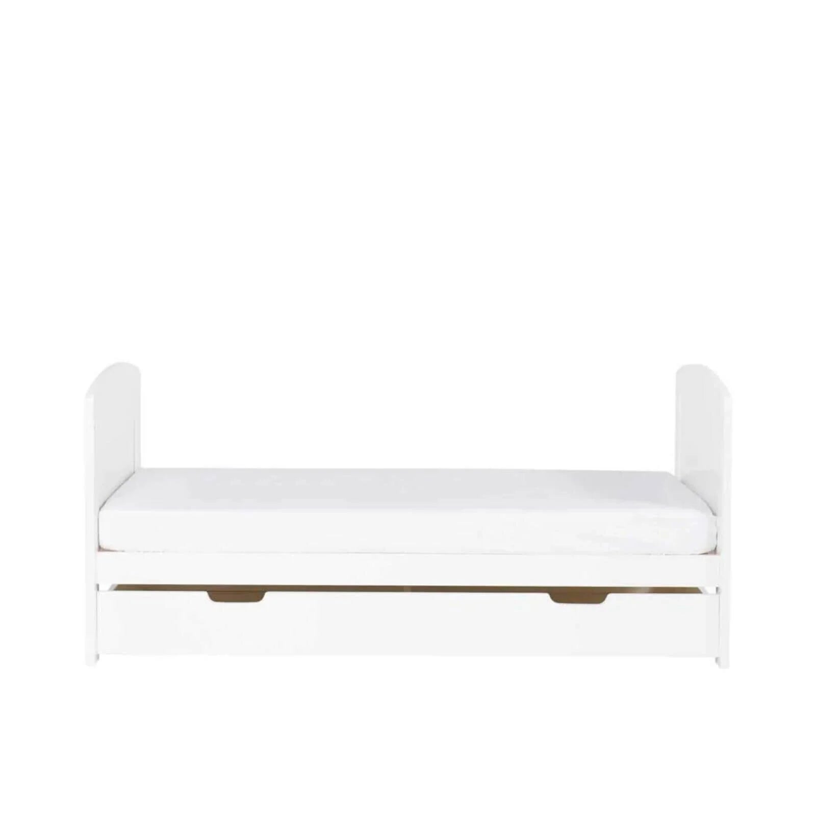 Ickle Bubba Coleby Scandi Cot Bed with Under Drawer Scandi White - Fibre Mattress