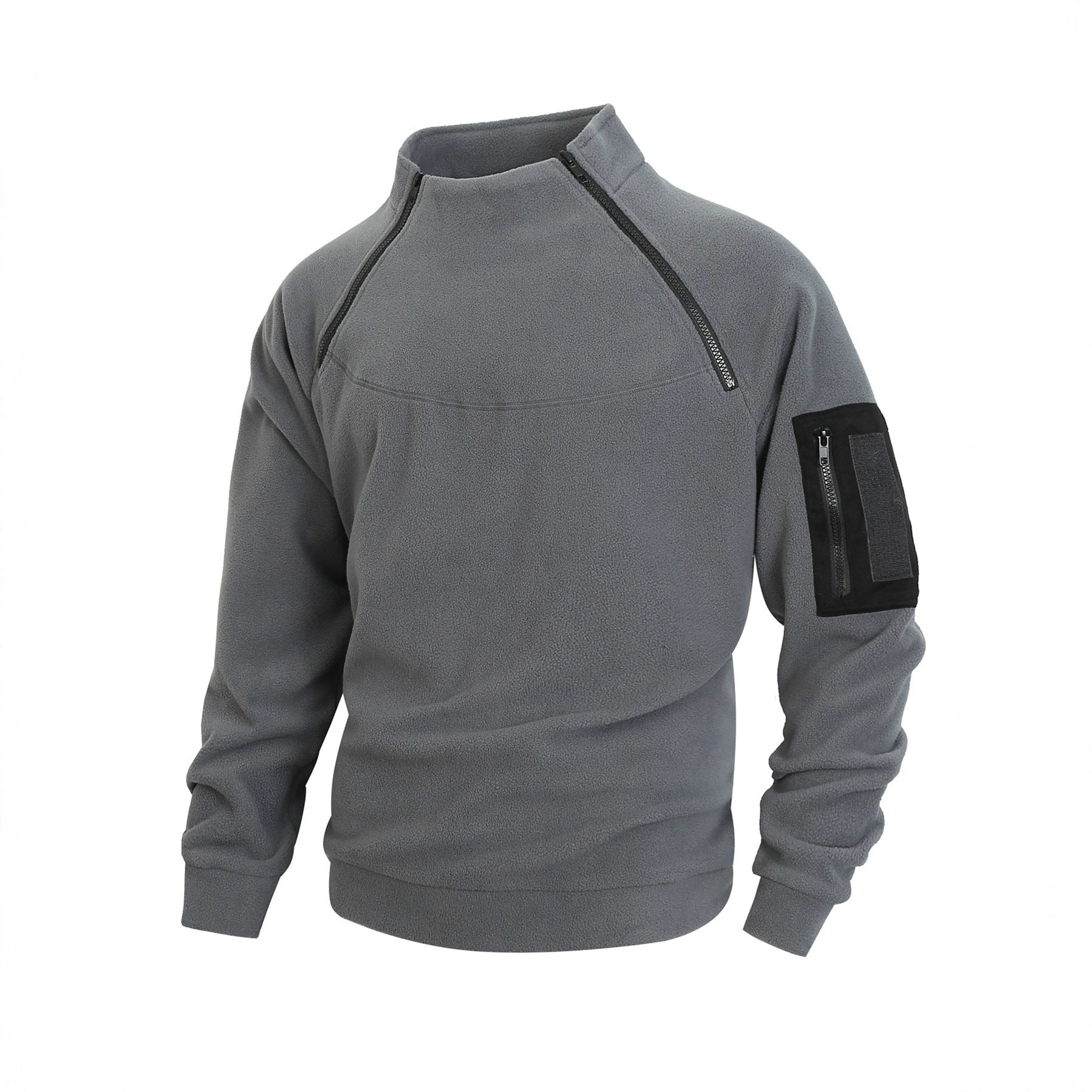 Men's Premium Coral Fleece Pullover Coat - Stand Collar Long Sleeve Winter Jacket