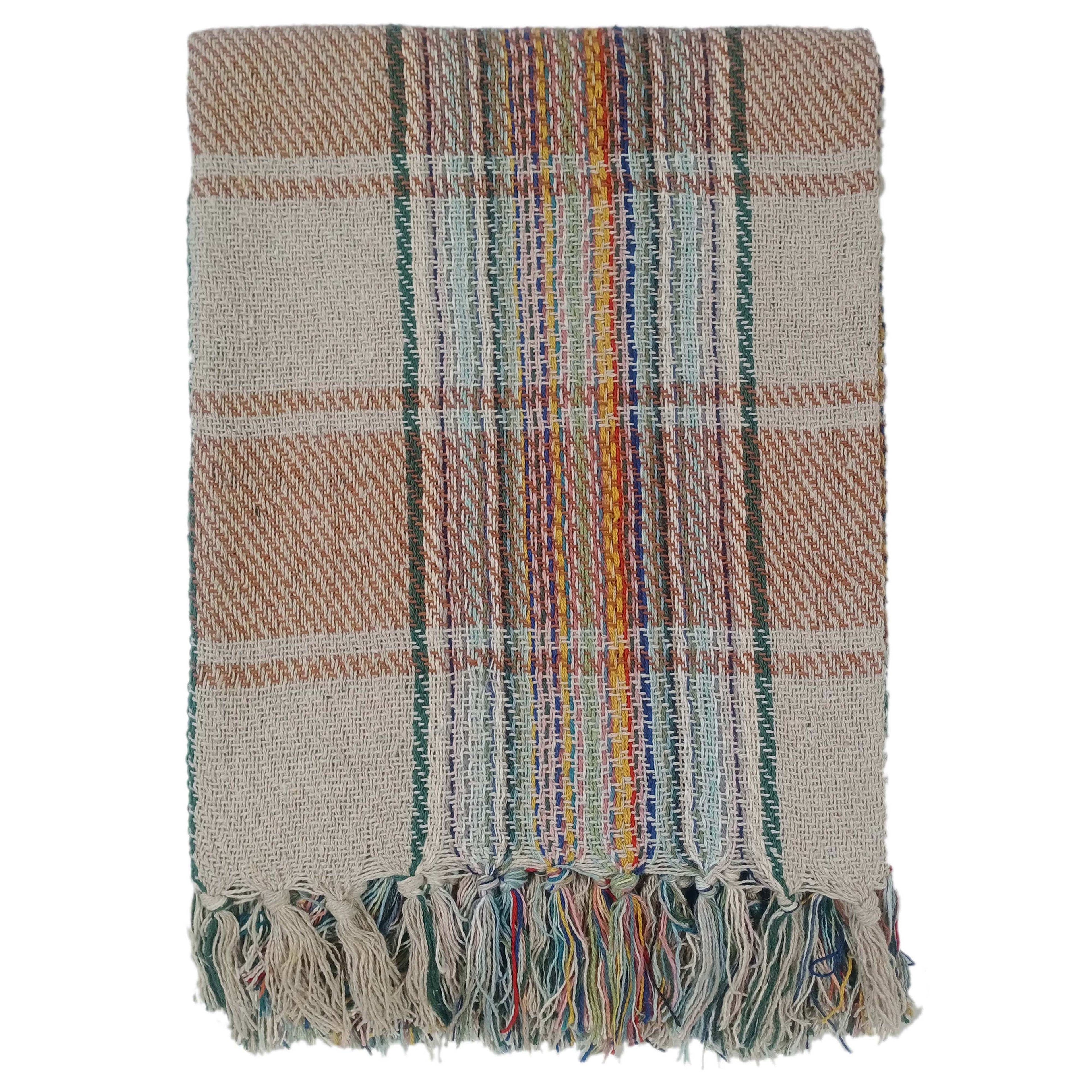 Eco-Friendly Recycled Cotton Picnic Blanket Check Stripe Design Super Soft Cozy Foldable and Packable for Beach Park Camping 130 x 150 cm by OLIVIA ROCCO