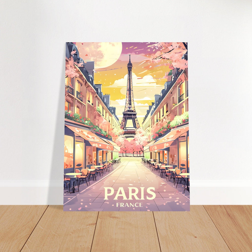 Paris Street Scene Wall Art - Eiffel Tower Sunset Print | Vibrant Parisian Cityscape Poster | Travel & Home Decor Gift