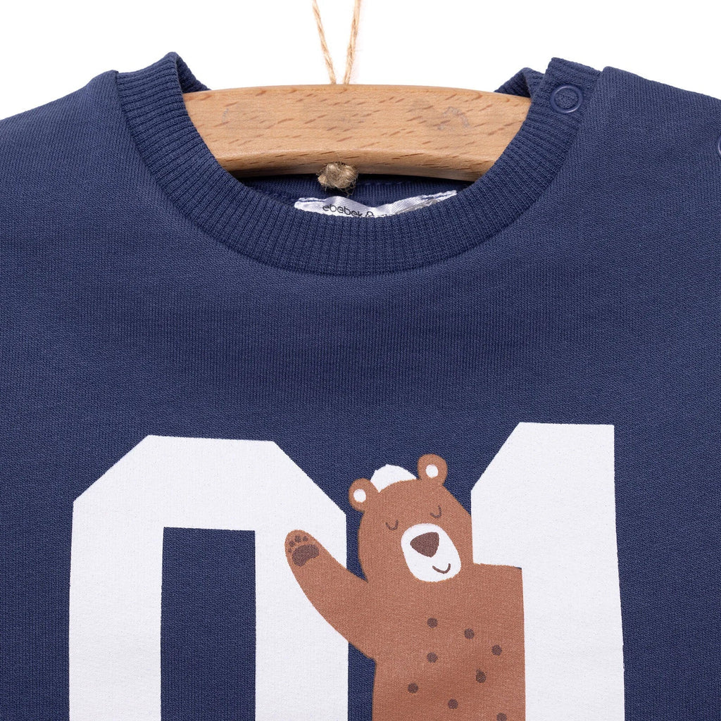 HelloBaby Basic Low Raised Lion Printed Sweatshirt - Navy Blue