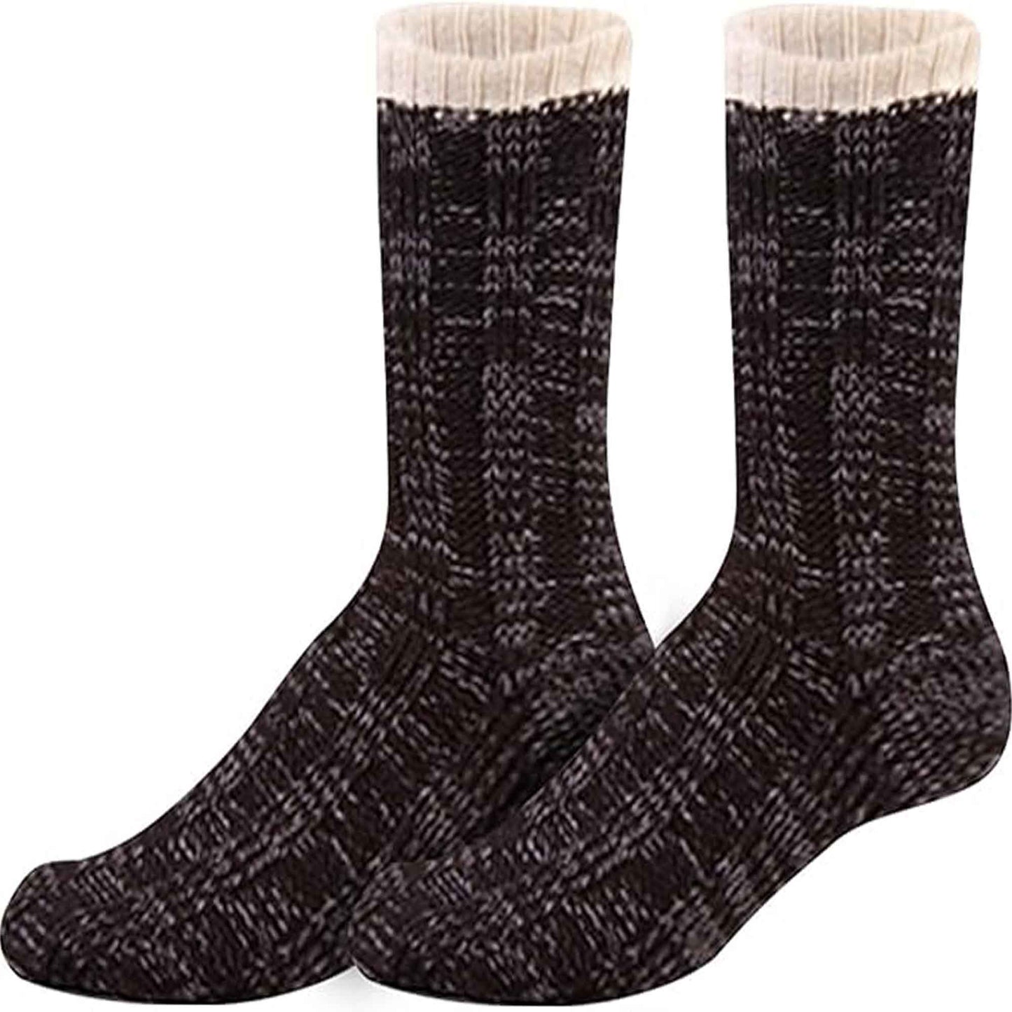 Extra Warm Men's Thermal Chunky Slipper Socks with Non Slip Grips Sherpa Fleece Lining Ideal for Home Lounging and Cold Weather UK 6-11 EU 39-46 Black Grey by Sock Stack