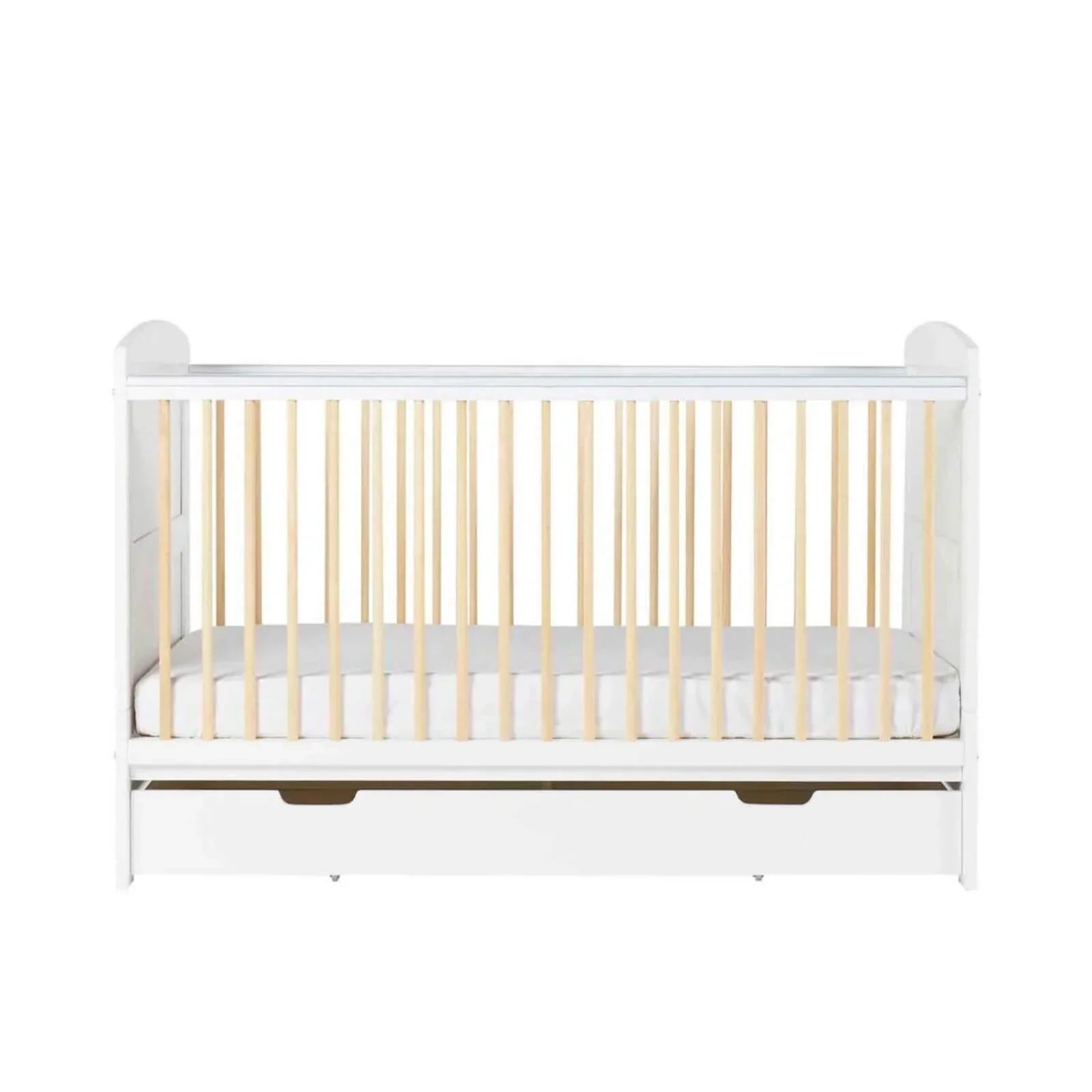 Ickle Bubba Coleby Scandi Cot Bed with Under Drawer Scandi White - Fibre Mattress