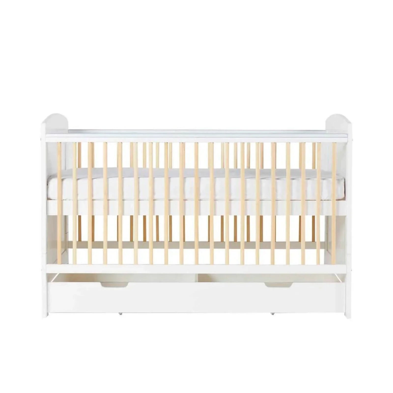 Ickle Bubba Coleby Scandi Cot Bed with Under Drawer Scandi White - Fibre Mattress