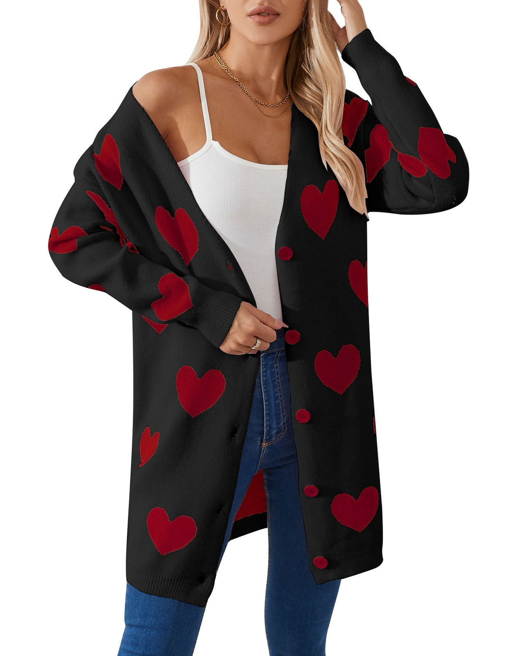 Fashion Love Mid-length Coat Sweater Women