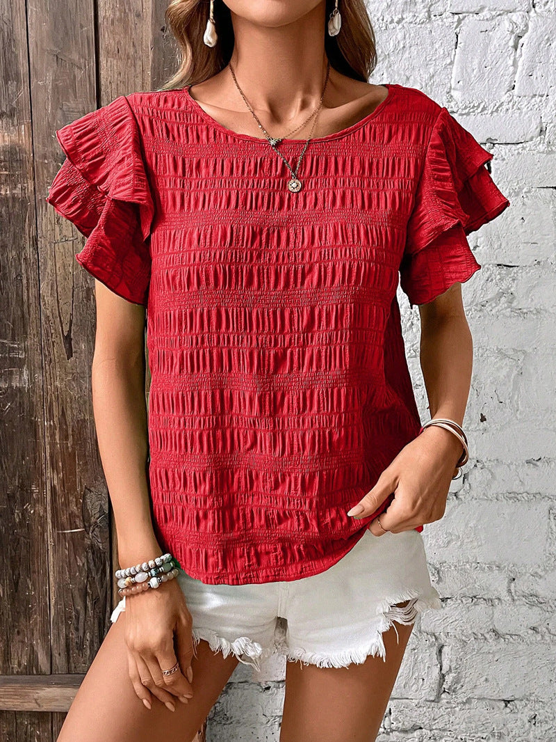 Women's Elegant Crew-neck Pullover T-shirt