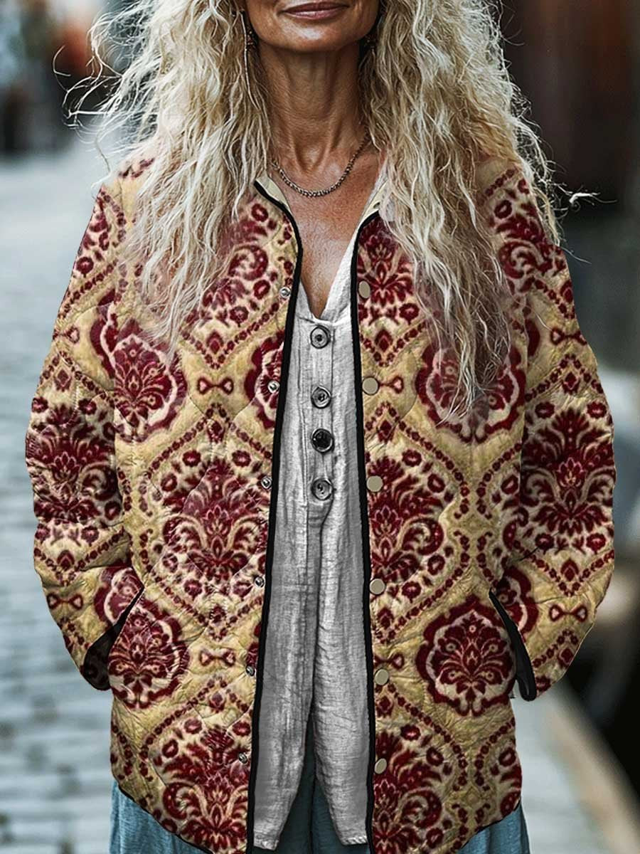 Women's Cotton Padded Jacket With Digital Floral Print