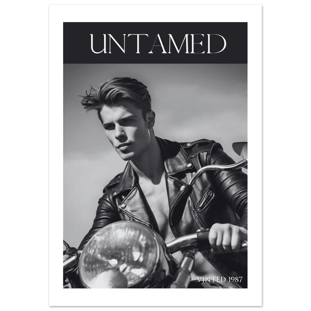 Untamed Retro Motorcycle Poster - Black & White Wall Art for Cool Spaces