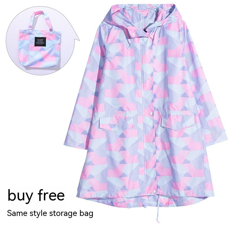 Nordic Geometric Trench Coat Raincoat Waterproof And Rainproof Water-playing Suit Cloak