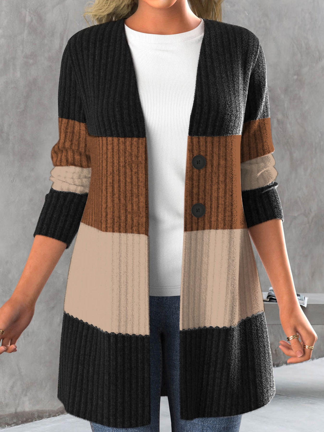 Women's Long-sleeve Striped Bohemian-style Jacket