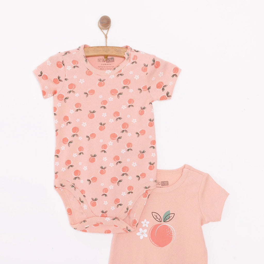 HelloBaby Baby Girl Short Sleeve Bodysuit 2 pcs - Pink