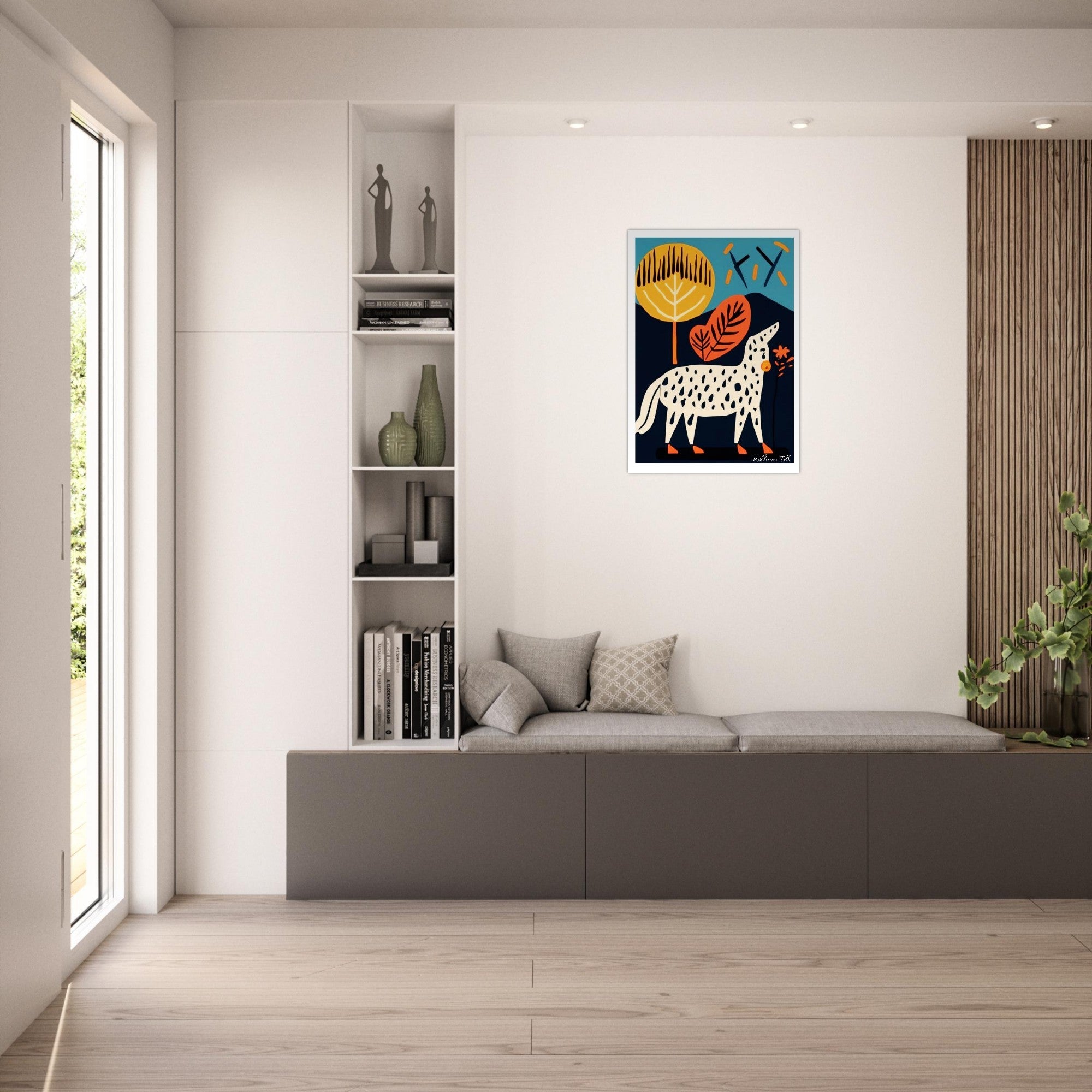 Stylish Folk Art Poster - Modern Animal Illustration - Scandinavian Wall Décor