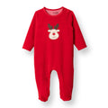 HelloBaby My First Christmas Newborn Unisex Velvet Footed Jumpsuit - Green