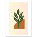 Green Leaf Botanical Wall Art – Minimal Plant Print with Terracotta Accent, Boho Decor