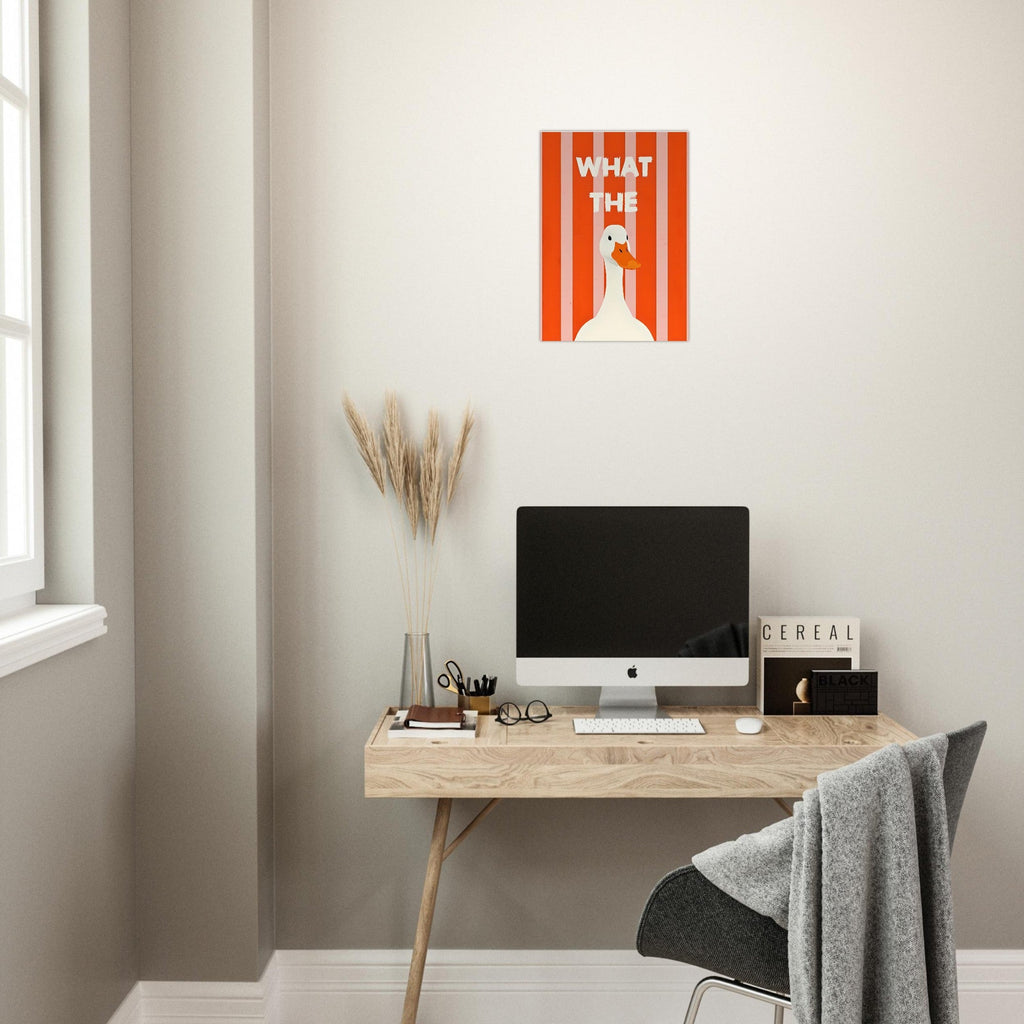 What The Duck: Funny Minimalist Animal Poster - Bold Stripes & Whimsical Design