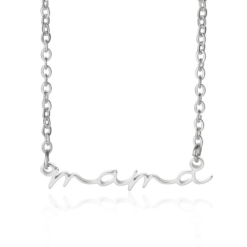 Stainless Steel Mother's Day Gift Female Jewelry English Letter Hand-painted Necklace