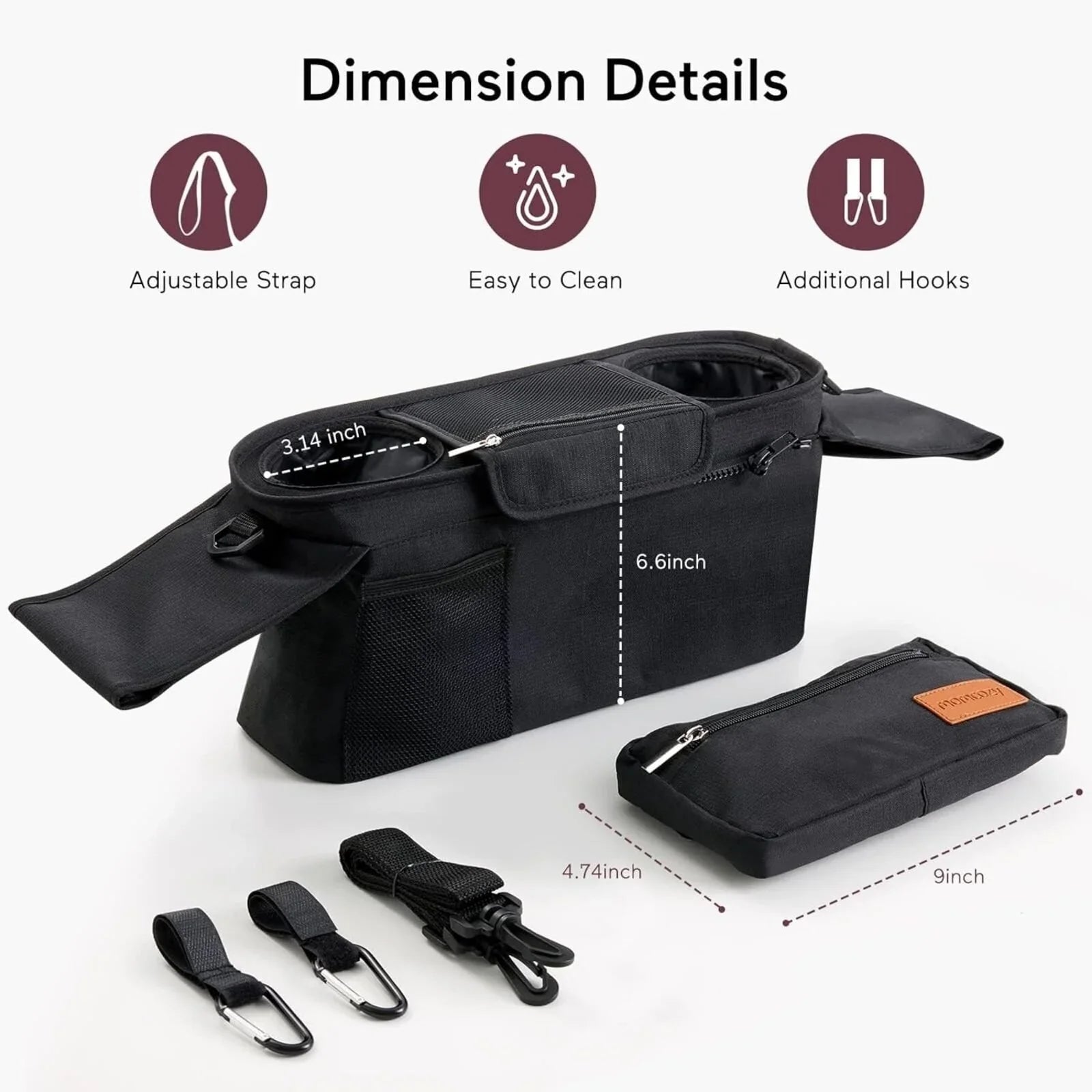 Momcozy All-in-One Stroller Organizer - Black
