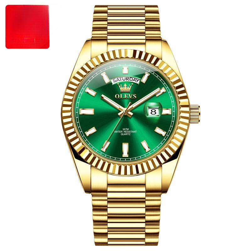 Luminous Waterproof Business Steel Belt Wrist Watch