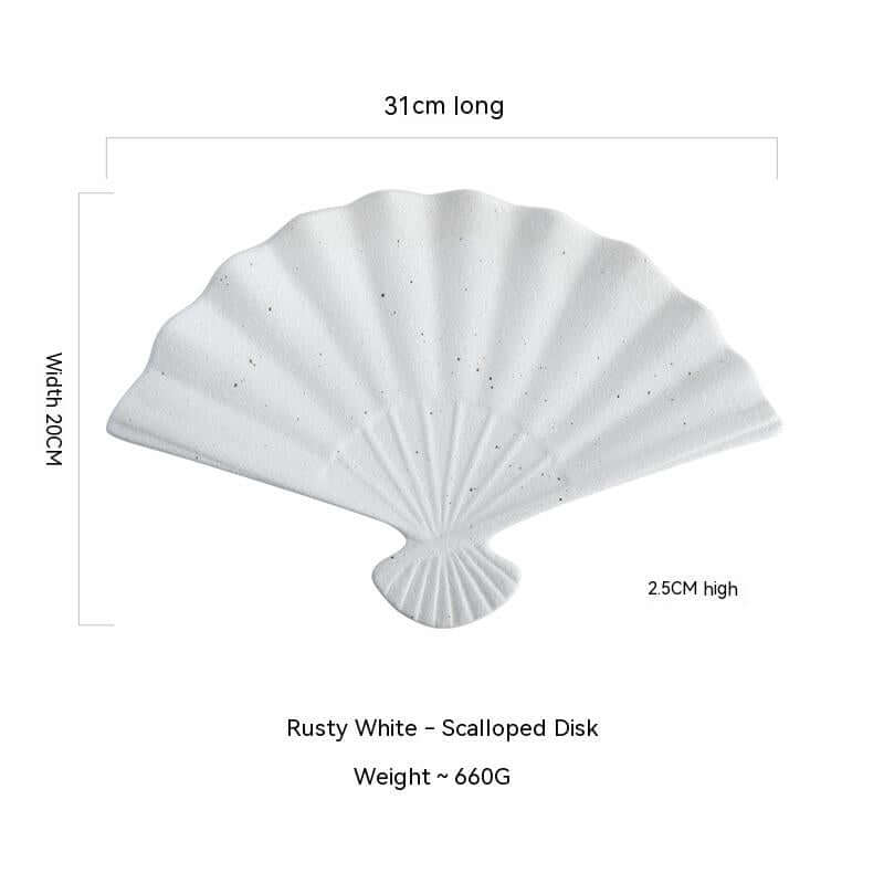 Japanese Ceramic Sushi Fan-Shaped Meal Plate
