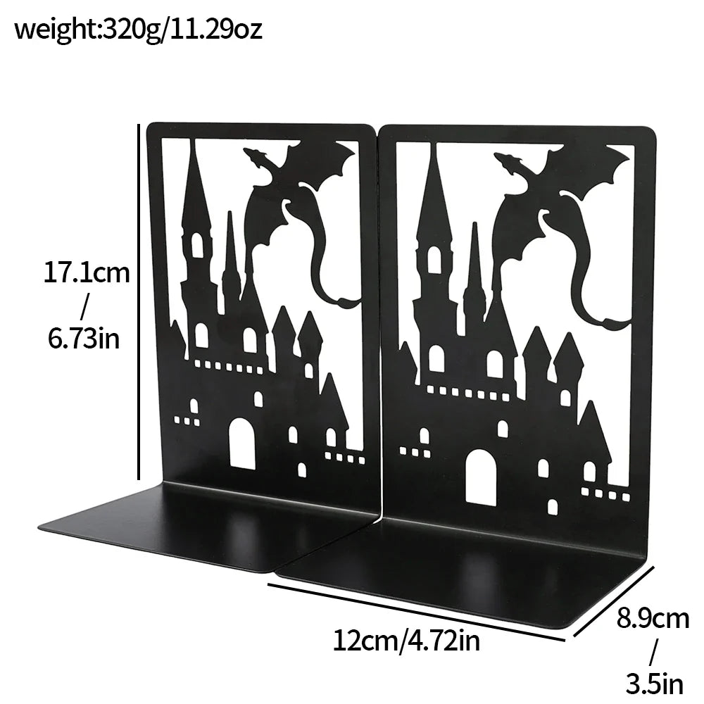 Fantasy Dragon Bookends – Heavy Duty Iron Book Holders for Home & Office