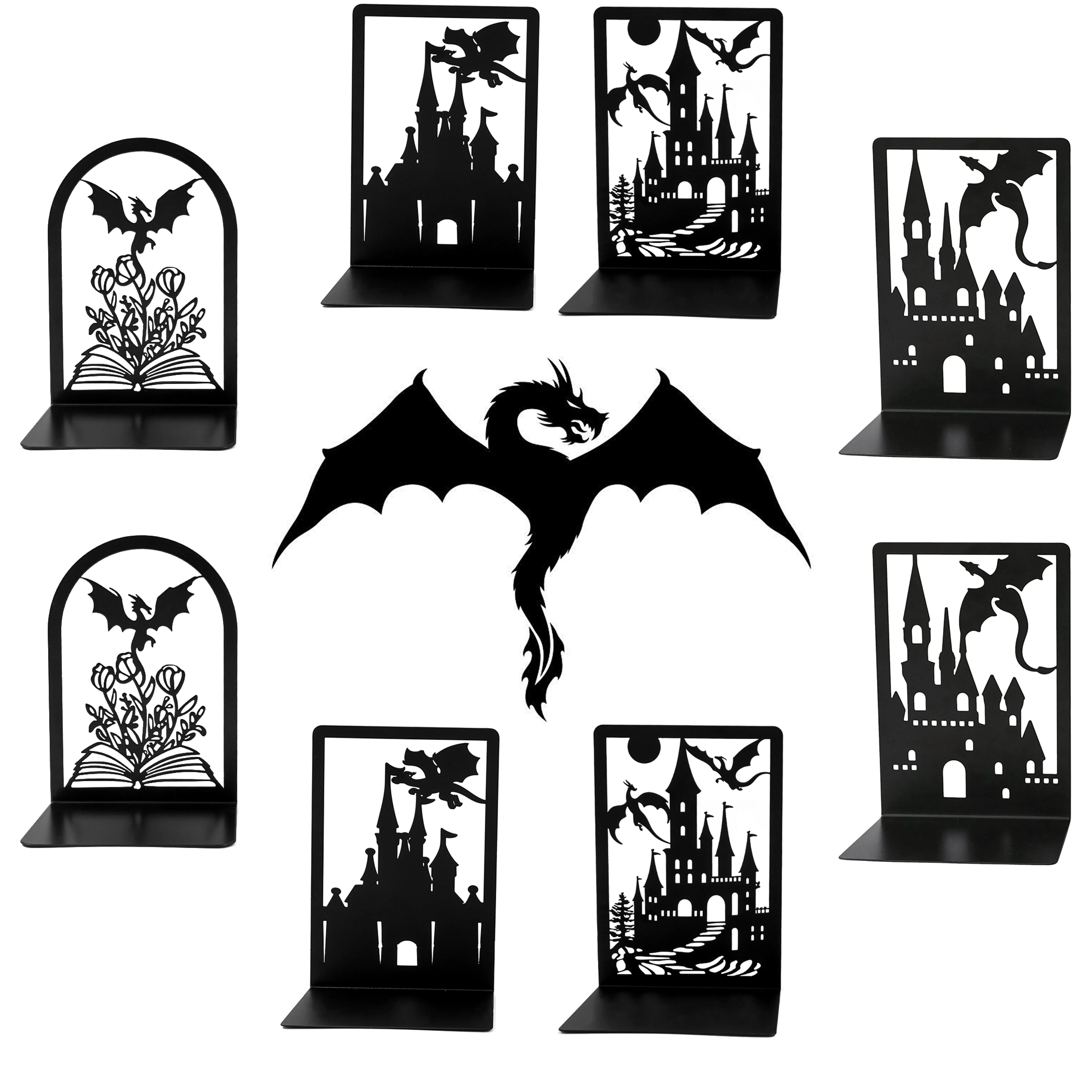 Fantasy Dragon Bookends – Heavy Duty Iron Book Holders for Home & Office