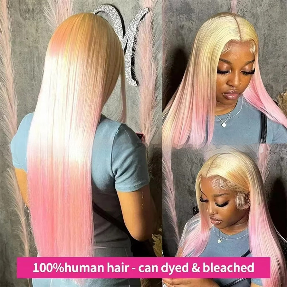 12-40Inch 613 Blonde Straight Human Hair Wigs DIY Colors