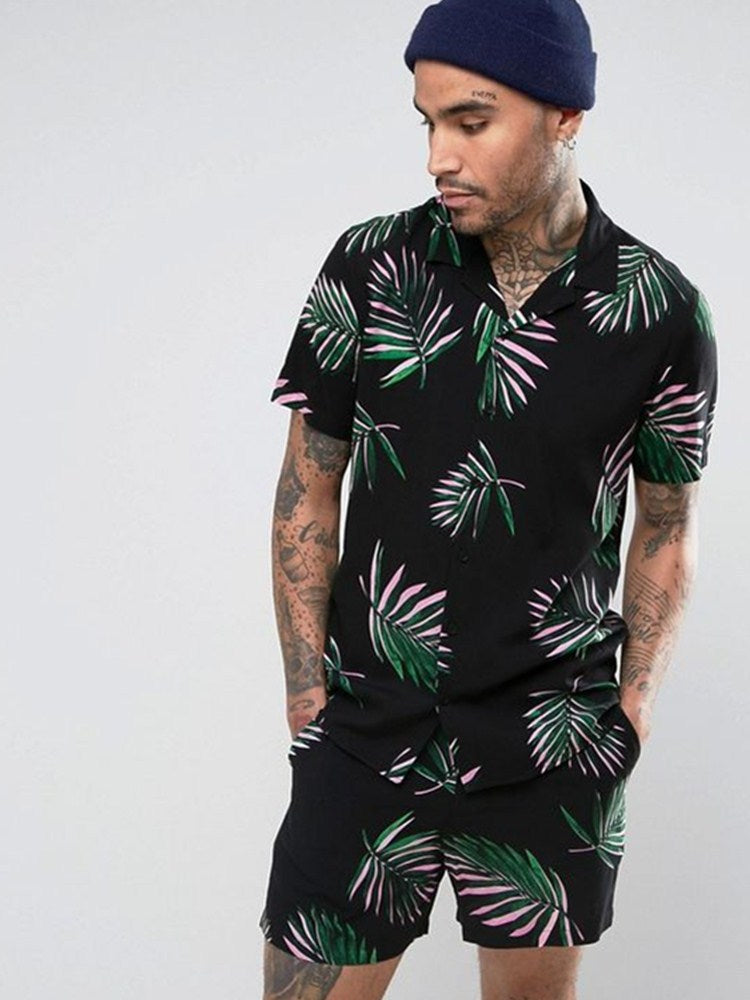 Shirt Geometric Print Black Trend Suit
