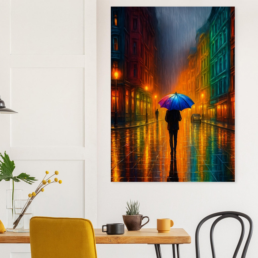 Reflections in the Rain Wall Art – Moody Urban Street Scene Poster