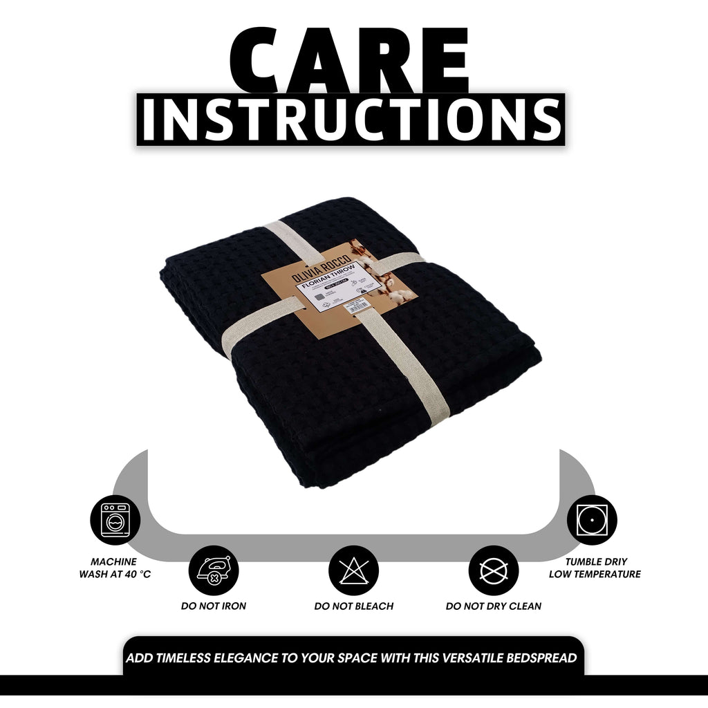 Florian Checked Throw Blanket Black Bedspread for Sofas Armchairs Sofa Settee Couch Beds & Couches by OLIVIA ROCCO