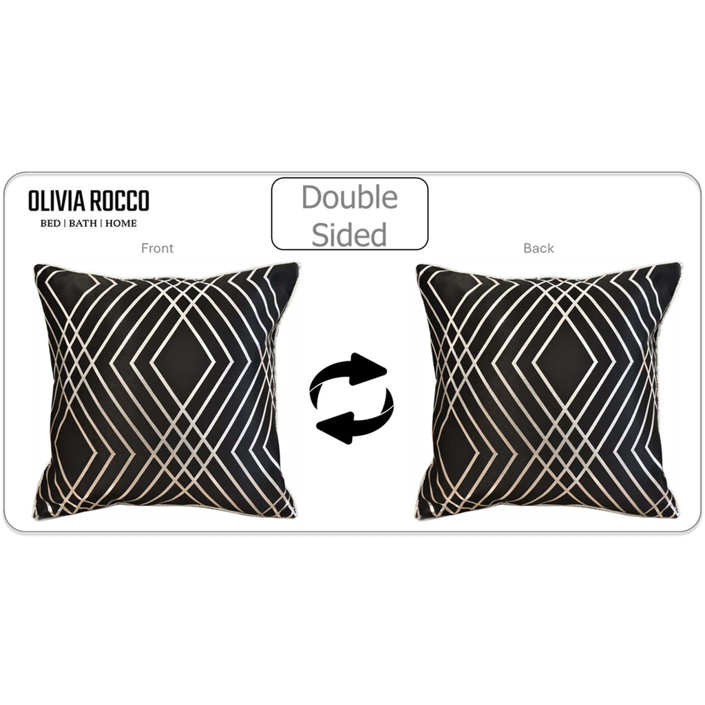 Geo Sparkle Cushion Covers 2 Pack Decorative Scatter Pillow Cases Geo Black for Sofa Bed Chair Lounge by OLIVIA ROCCO