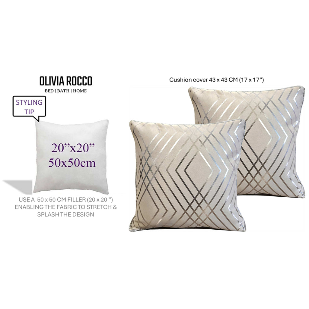 Geo Sparkle Cushion Covers 2 Pack Decorative Scatter Pillow Cases Geo Natural for Sofa Bed Chair Lounge by OLIVIA ROCCO